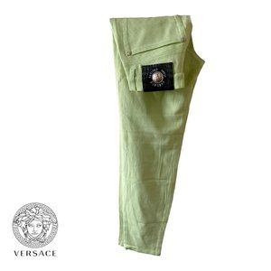 versace jeans couture y2k lime green sweat pants like denim 26”
